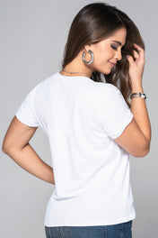 Camiseta Básica Color Blanco Y Lila Marca Truccos