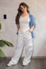 Pantalón Cargo Tiro Alto Efecto Satín Marca Trucco´s