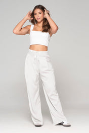 Pantalon Wide Leg Tiro Alto Doble Pretina con cierre Ajustable con Cordon Marca Trucco´s