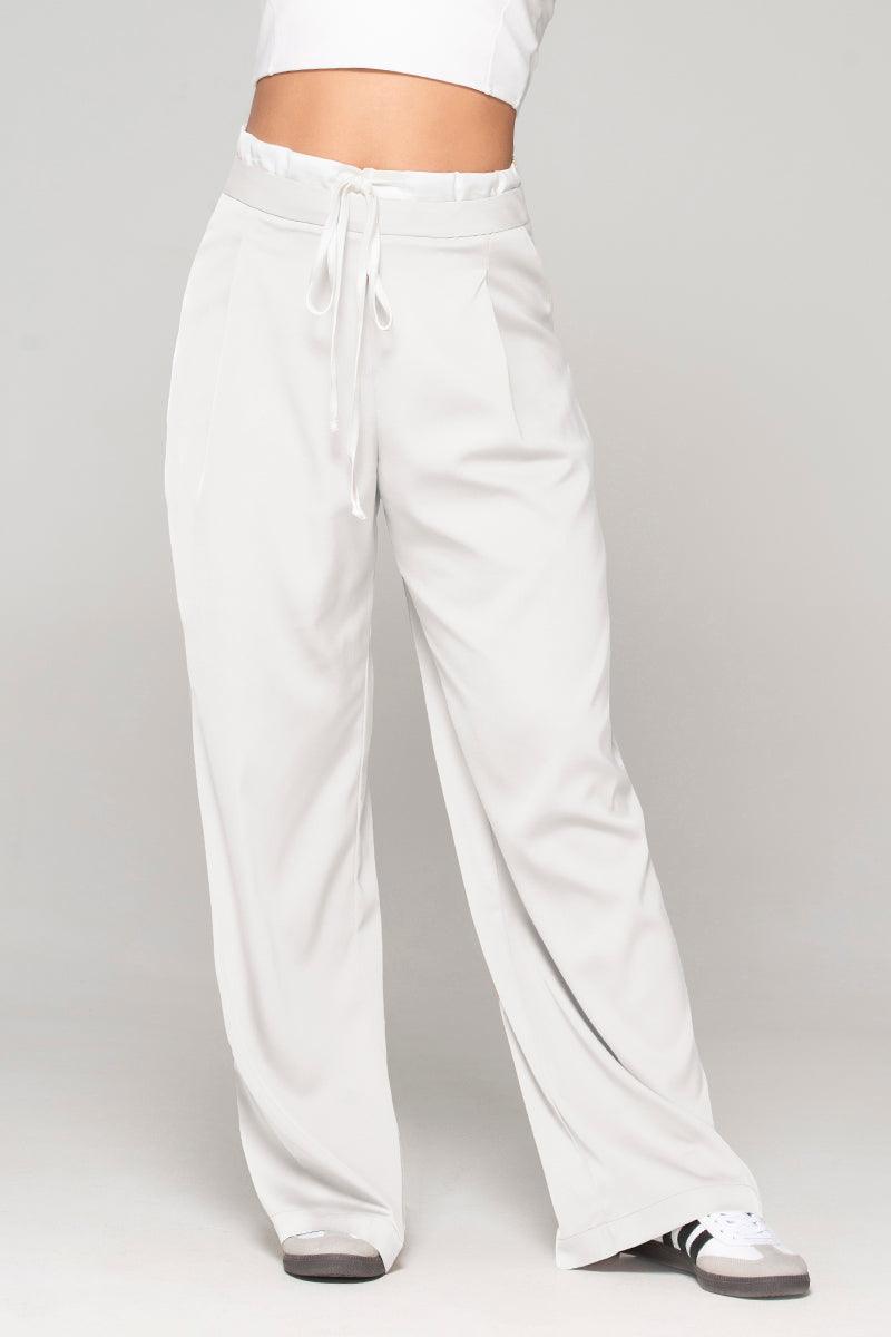 Pantalon Wide Leg Tiro Alto Doble Pretina con cierre Ajustable con Cordon Marca Trucco´s