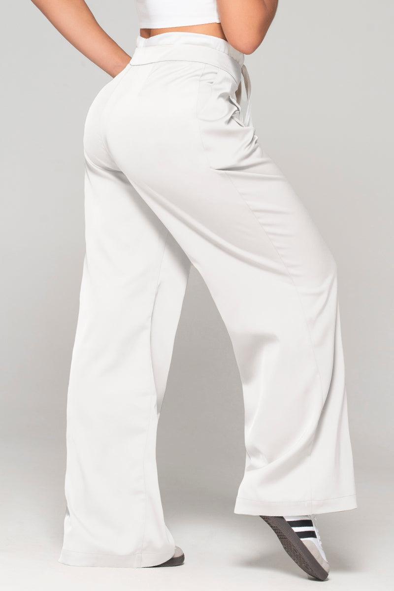 Pantalon Wide Leg Tiro Alto Doble Pretina con cierre Ajustable con Cordon Marca Trucco´s