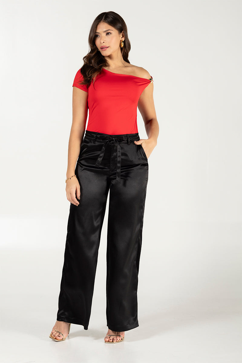 Pantalón Wide Leg en lino premium, cintura alta y caída fluida Marca Trucco´s