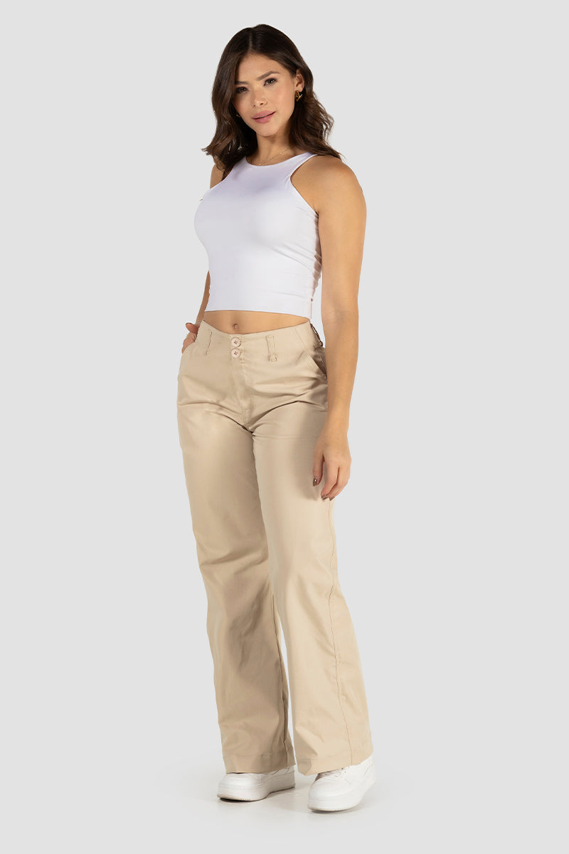 Pantalón Wide Leg de Corte Alto y Caída Fluida, Versátil para Día y Noche Marca Trucco´s