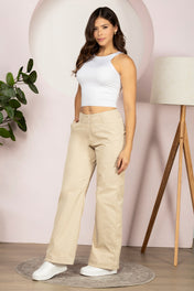 Pantalón Wide Leg de Corte Alto y Caída Fluida, Versátil para Día y Noche Marca Trucco´s