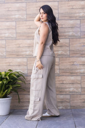 Set 2 Piezas Pantalón Cargo Blusa con Sesgos Laterales Marca Trucco´s