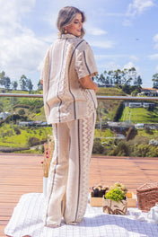 Set 2 Piezas Tejido Pantalón Wide Leg Camisa Oversize Marca Trucco´s