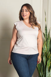 Blusa Manga Corta en vuelo Cuello V Marca Trucco´s Plus Size