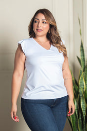 Blusa Manga Corta en vuelo Cuello V Marca Trucco´s Plus Size