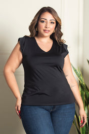 Blusa Manga Corta en vuelo Cuello V Marca Trucco´s Plus Size