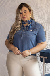 Blusa Manga Corta en Tencel Marca Trucco´s Plus Size