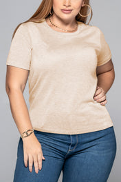 Camiseta Básica Cuello Redondo Color Gris, Dorado Y Salmón Marca Trucco's Plus Size