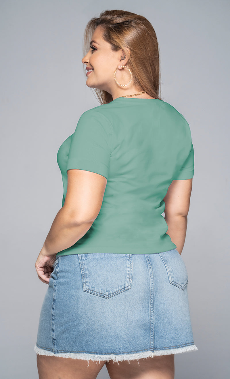 Camiseta Clasica Color Verde Menta Y Celeste Marca Trucco's Plus Size