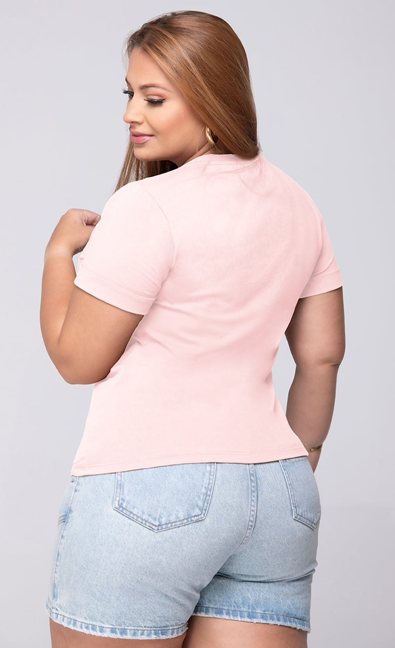 Camiseta Con Estampado Color Ivory Y Palo De Rosa Marca Trucco's Plus Size