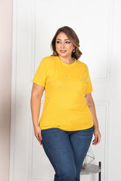 Camiseta Cuello Redondo Detalles Gircones Frontales Marca Trucco´s Plus Size