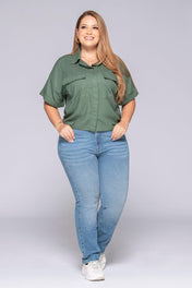 Jean Tiro Alto Bota Recta Desgaste Efecto Bigote Marca Trucco´s Plus Size