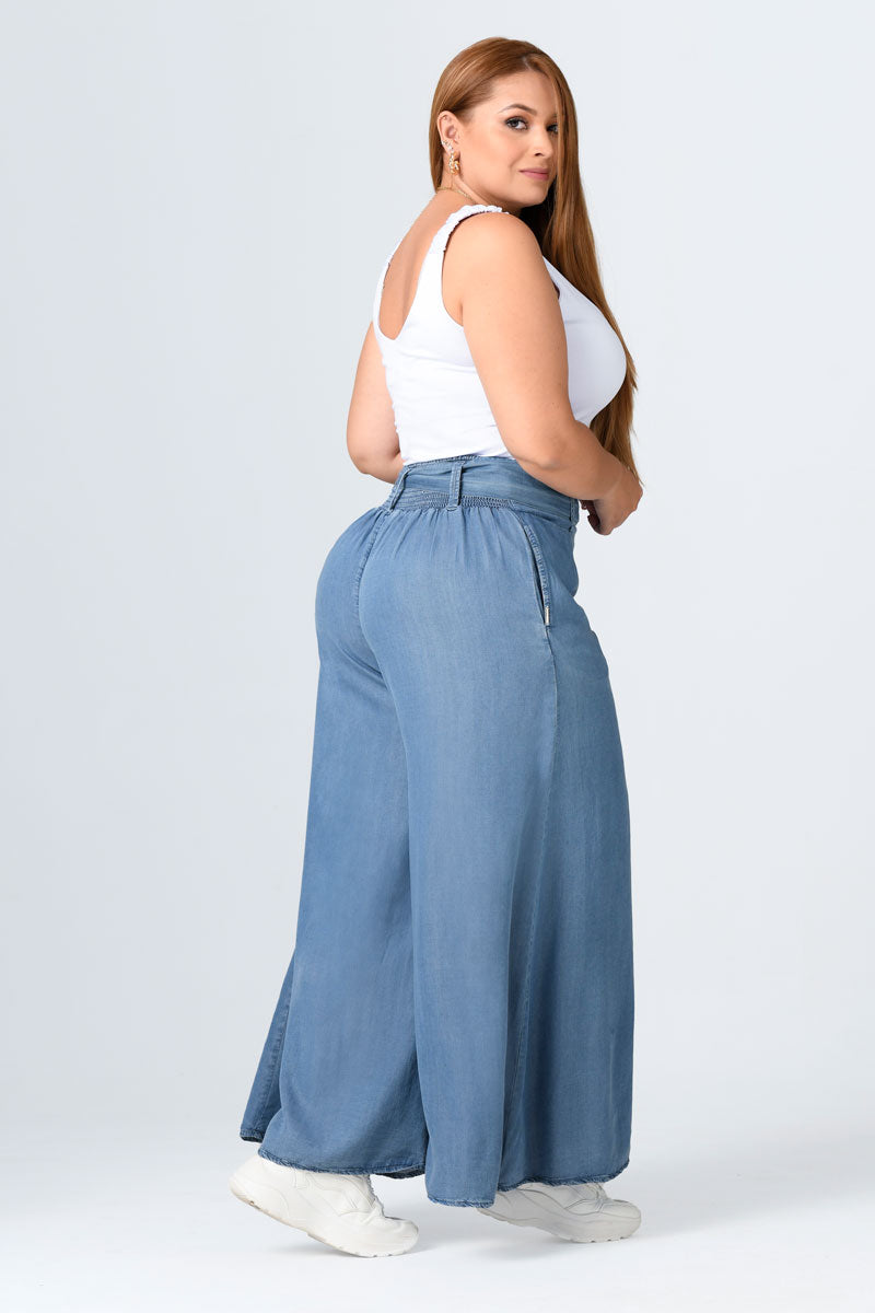 Pantalón Palazzo Tencel Color Azul Medio Marca Trucco's Plus Size – Trucco's  Jeans