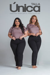 Jean Bota Recta Tiro Alto Talla única Negro Exclusivo Marca Trucco´s Plus Size