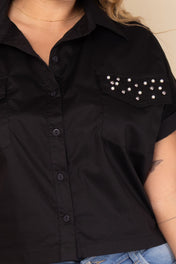 Blusa Corta Bolsillos Frontales con Detalles Gircone Marca Trucco´s Plus Size