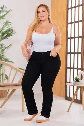 Jean Bota Recta Tiro Alto Talla única Negro Exclusivo Marca Trucco´s - 3