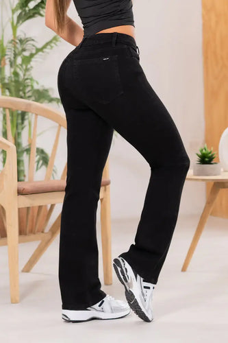 Jean Bota Recta Tiro Alto Talla única Negro Exclusivo Marca Trucco´s - 7