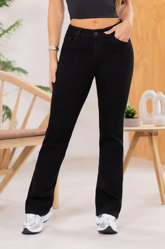 Jean Bota Recta Tiro Alto Talla única Negro Exclusivo Marca Trucco´s - 6