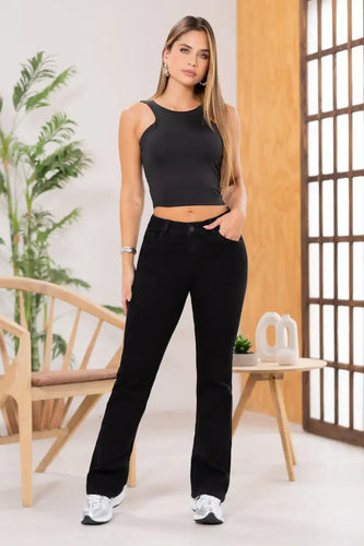 Jean Bota Recta Tiro Alto Talla única Negro Exclusivo Marca Trucco´s - 2