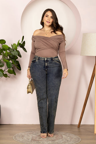 Jean Bota Recta Tiro Alto Denim Clásico Marca Trucco´s Plus Size - 2