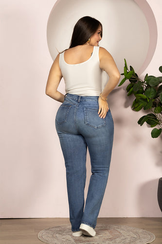 Jean Bota Recta Denim Corte Recto Marca Trucco´s Plus Size - 4
