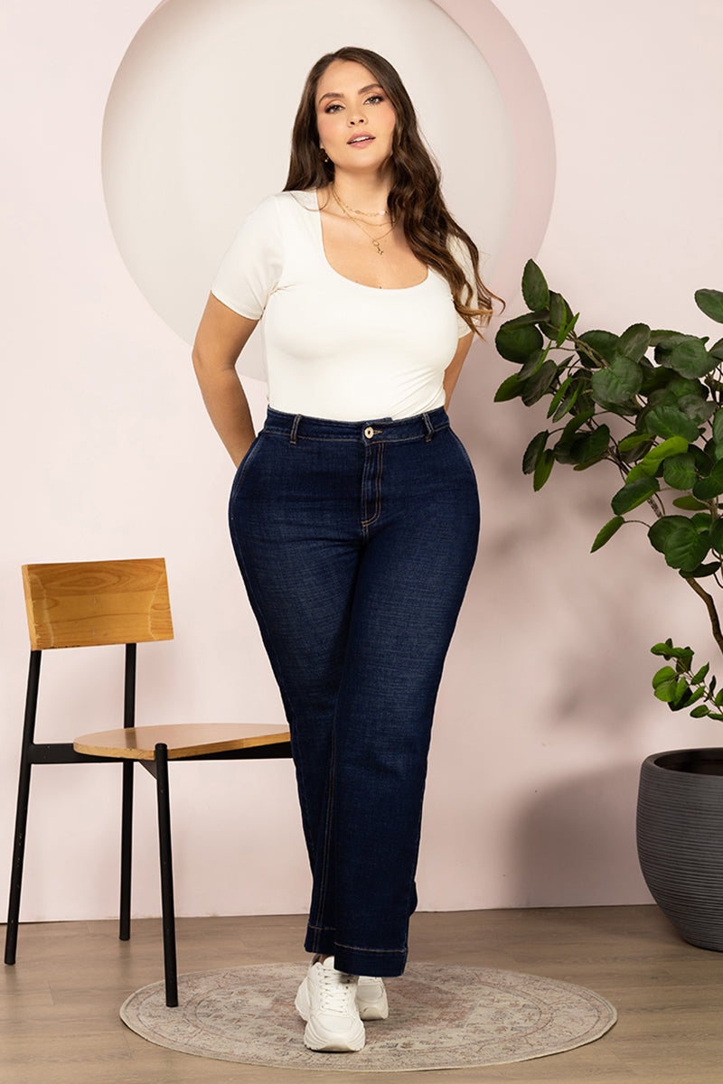 Jean Palazzo Cintura Alta Pierna Ancha Marca Trucco´s