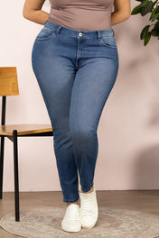 Jean Skinny Tiro Alto Ajustado Color Azul Medio Marca Trucco´s