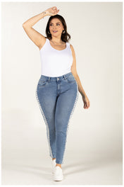 Jean Skinny Fit Stretch Tiro Alto Azul Medio Marca Trucco´s