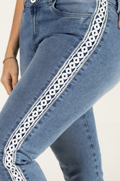 Jean Skinny Fit Stretch Tiro Alto Azul Medio Marca Trucco´s