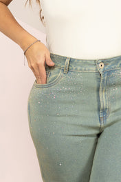 Jean Wide Leg Tiro Alto Corte Amplio Denim Stretch Marca Trucco´s Plus Size