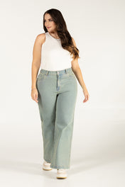 Jean Wide Leg Tiro Alto Corte Amplio Denim Stretch Marca Trucco´s Plus Size