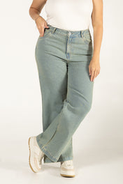 Jean Wide Leg Tiro Alto Corte Amplio Denim Stretch Marca Trucco´s Plus Size