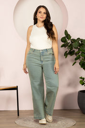 Jean Wide Leg Tiro Alto Corte Amplio Denim Stretch Marca Trucco´s Plus Size