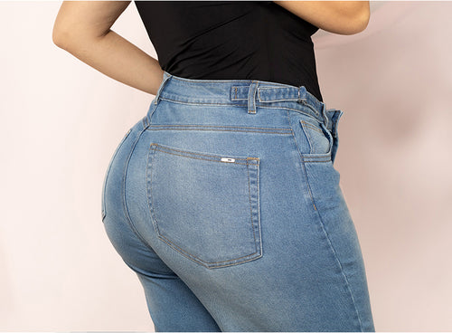 Jean Wide Leg Denim Tiro Alto Corte Fluido y Moderno Marca Trucco´s Plus size - 4