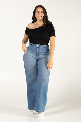 Jean Wide Leg Denim Tiro Alto Corte Fluido y Moderno Marca Trucco´s Plus size - 1