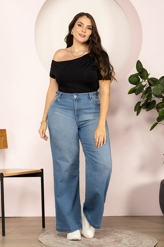 Jean Wide Leg Denim Tiro Alto Corte Fluido y Moderno Marca Trucco´s Plus size - 2