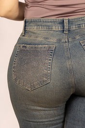 Jean Capri Tiro Medio Stretch Azul Marca Trucco´s