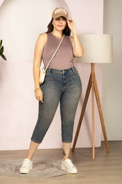 Jean Capri Tiro Medio Stretch Azul Marca Trucco´s