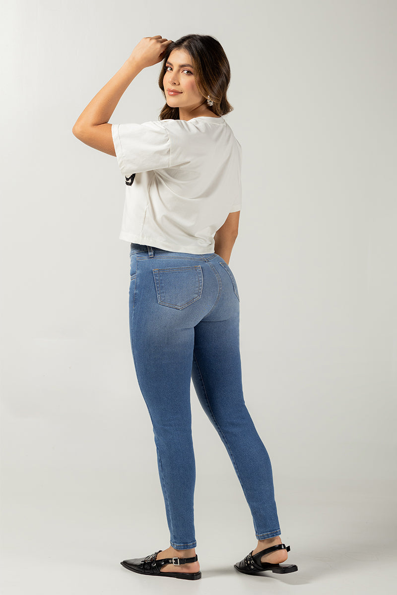 Jean Skinny Cintura Alta Push-Up Silueta Ajustada Marca Trucco´s