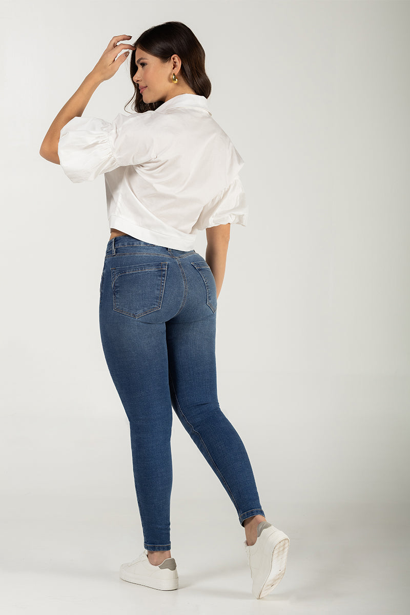 Jean Skinny Mujer Cintura Alta Slim Fit Denim Stretch Casual Chic Marca Trucco´s