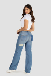 Jean Wide Leg Tiro Alto Mujer Denim Chic Marca Trucco´s