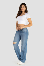 Jean Wide Leg Tiro Alto Mujer Denim Chic Marca Trucco´s