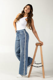 Jean Wide Leg Tiro Alto Corte Ancho Sofisticado - Marca Trucco´s