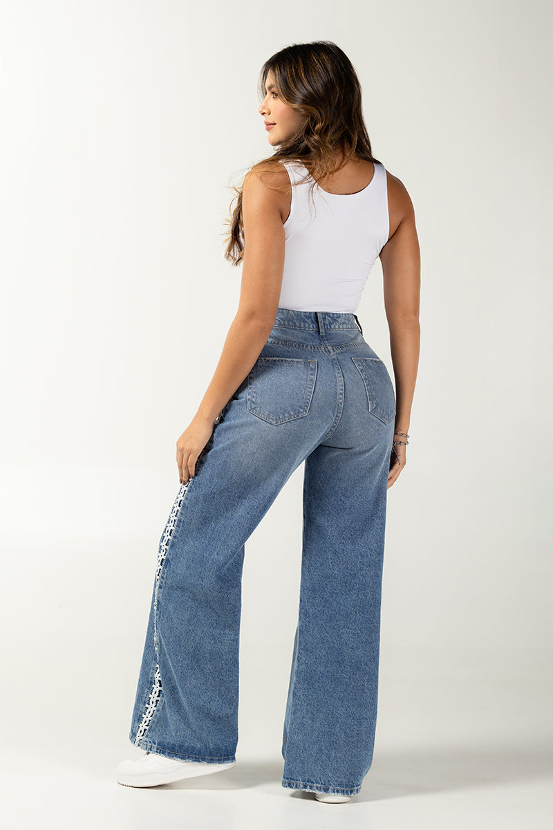 Jean Wide Leg Tiro Alto Corte Ancho Sofisticado - Marca Trucco´s