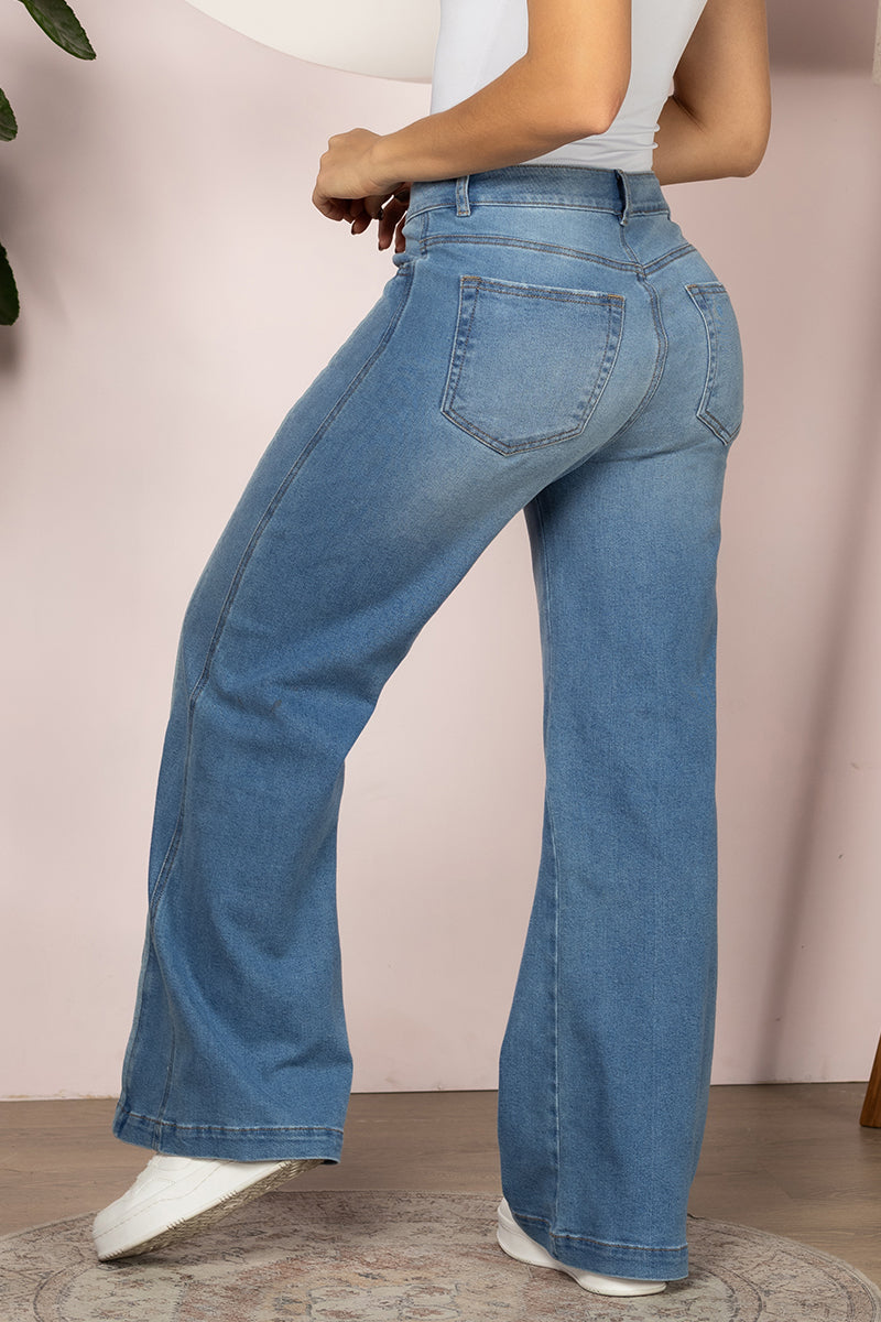 Jean Wide Leg High Waist Denim Corte Amplio y Elegante Marca Trucco´s