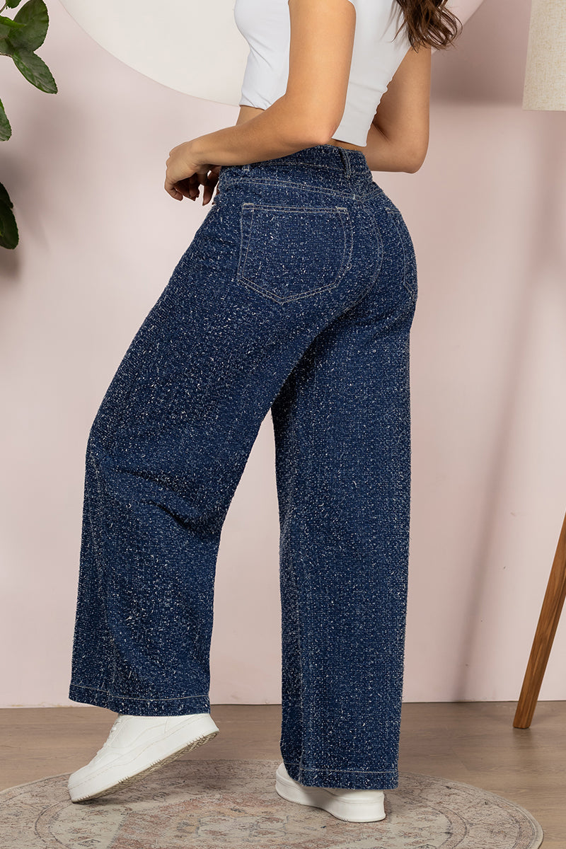 Jean Wide Leg Cintura Alta Denim Premium Azul oscuro Marca Trucco´s