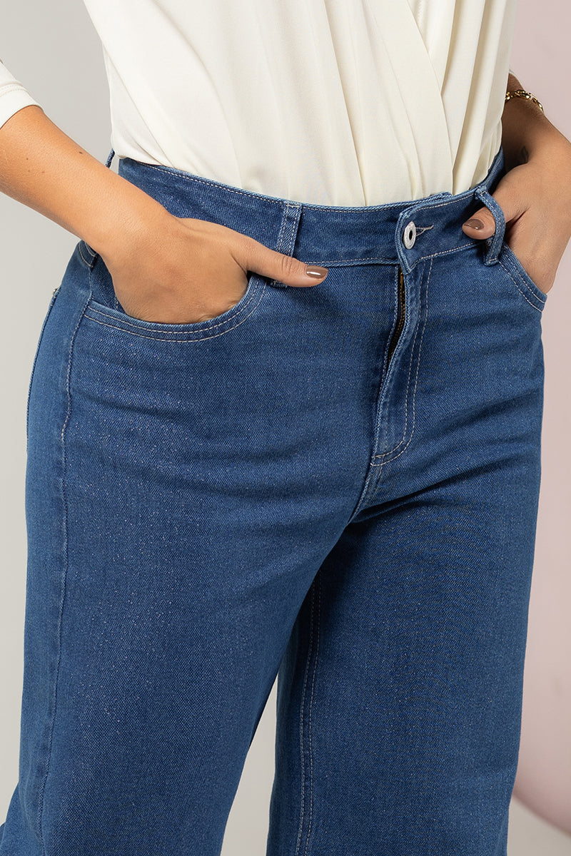 Jean Wide Leg Mujer Cintura Alta Elegante Marca Trucco´s